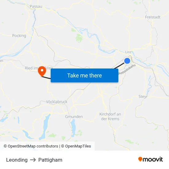 Leonding to Pattigham map