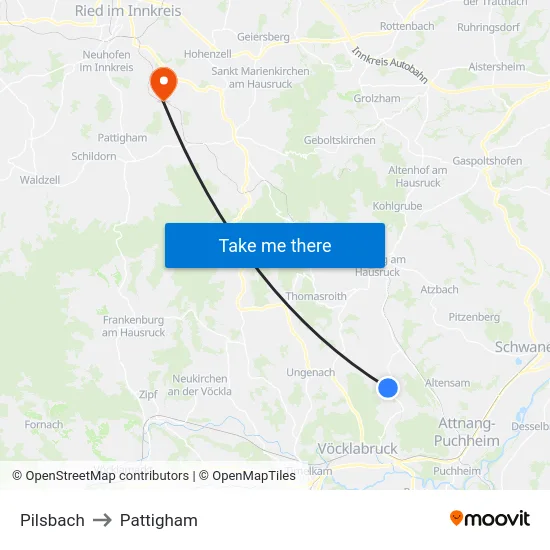 Pilsbach to Pattigham map