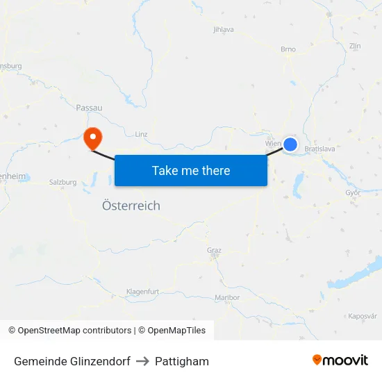 Gemeinde Glinzendorf to Pattigham map