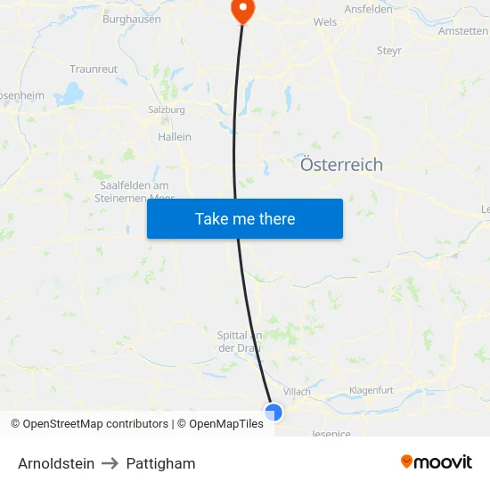 Arnoldstein to Pattigham map