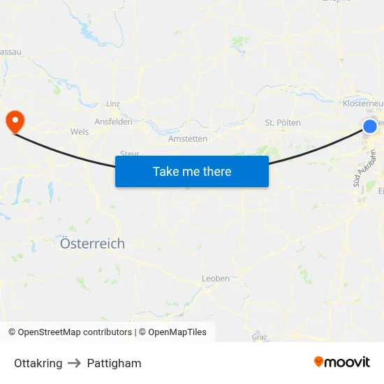 Ottakring to Pattigham map