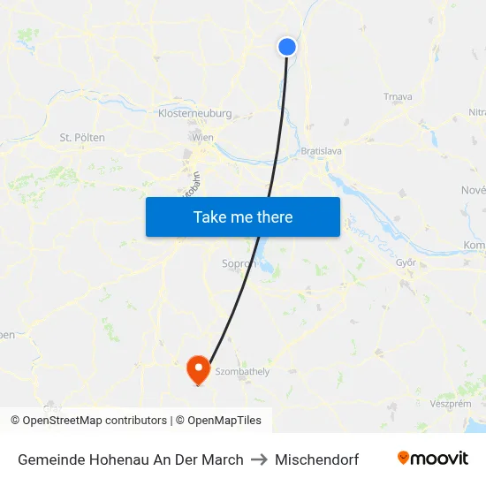 Gemeinde Hohenau An Der March to Mischendorf map