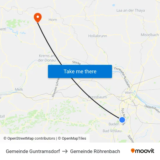 Gemeinde Guntramsdorf to Gemeinde Röhrenbach map