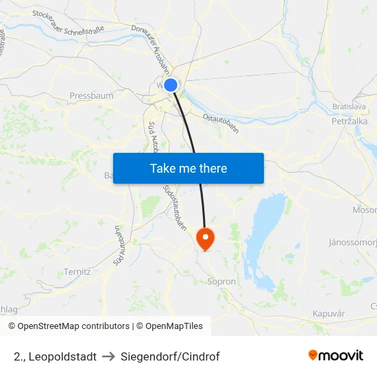 2., Leopoldstadt to Siegendorf/Cindrof map