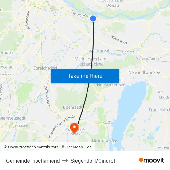 Gemeinde Fischamend to Siegendorf/Cindrof map