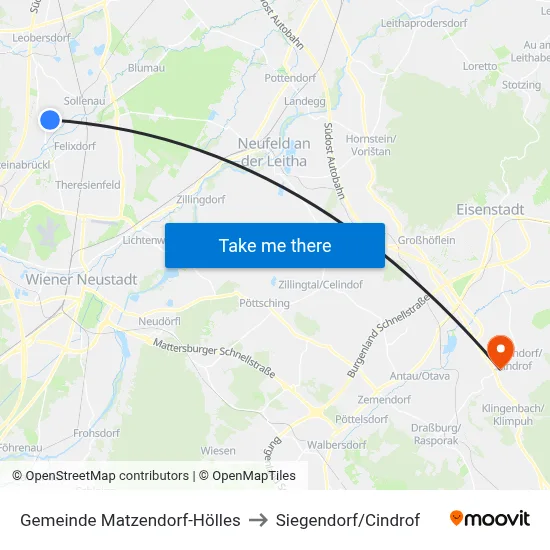 Gemeinde Matzendorf-Hölles to Siegendorf/Cindrof map