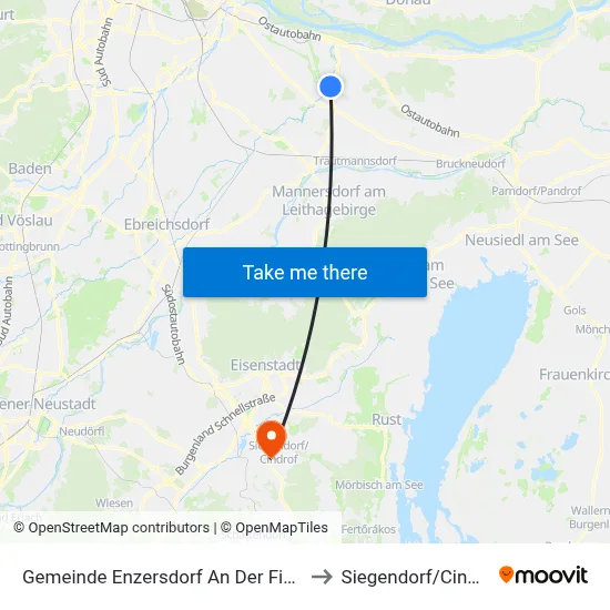 Gemeinde Enzersdorf An Der Fischa to Siegendorf/Cindrof map