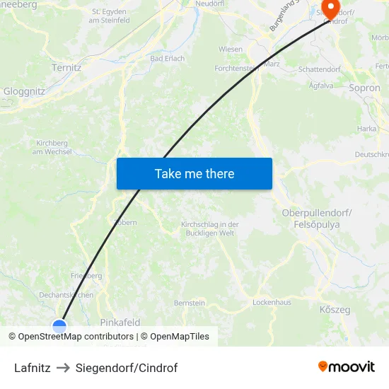 Lafnitz to Siegendorf/Cindrof map