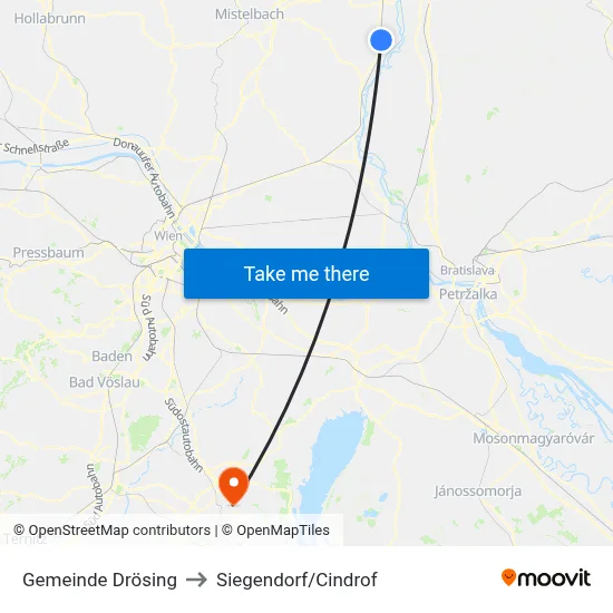 Gemeinde Drösing to Siegendorf/Cindrof map