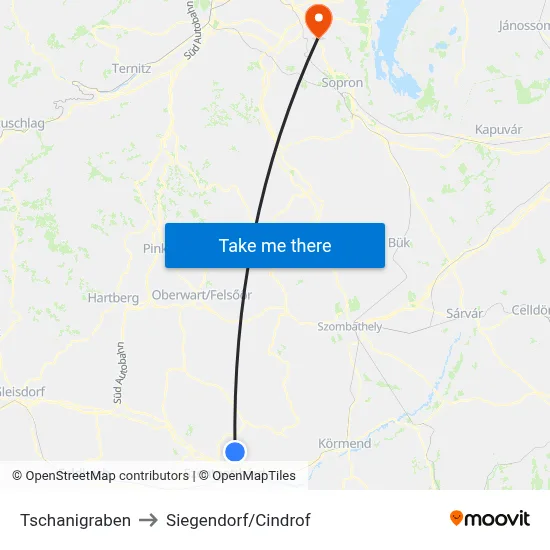 Tschanigraben to Siegendorf/Cindrof map