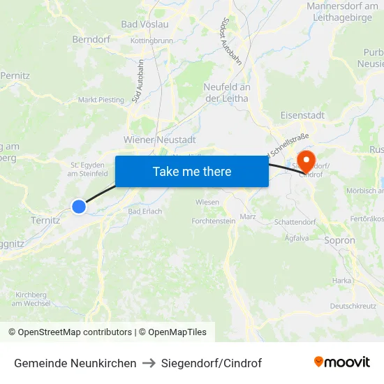 Gemeinde Neunkirchen to Siegendorf/Cindrof map