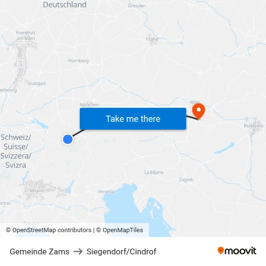 Gemeinde Zams to Siegendorf/Cindrof map