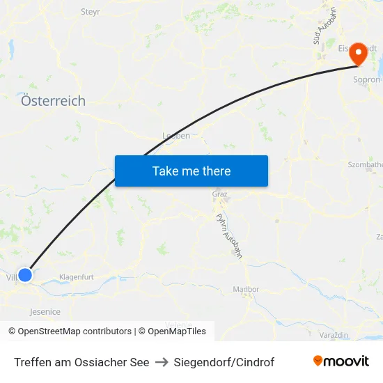 Treffen am Ossiacher See to Siegendorf/Cindrof map