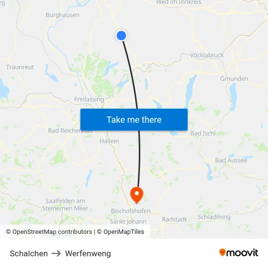Schalchen to Werfenweng map