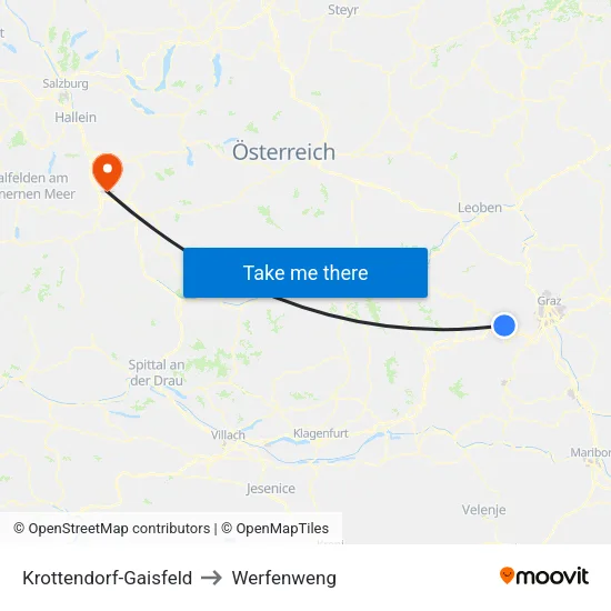 Krottendorf-Gaisfeld to Werfenweng map
