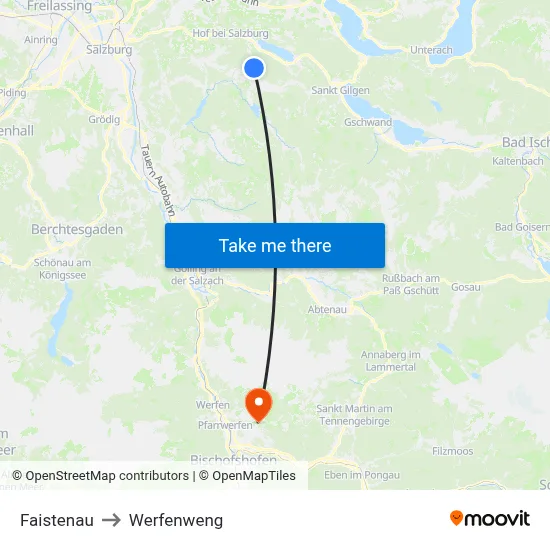 Faistenau to Werfenweng map