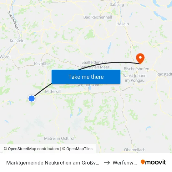 Marktgemeinde Neukirchen am Großvenediger to Werfenweng map