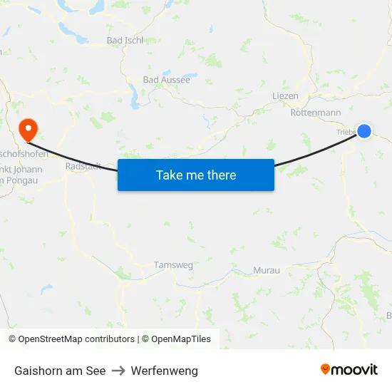 Gaishorn am See to Werfenweng map
