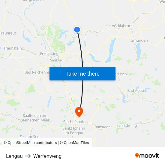 Lengau to Werfenweng map