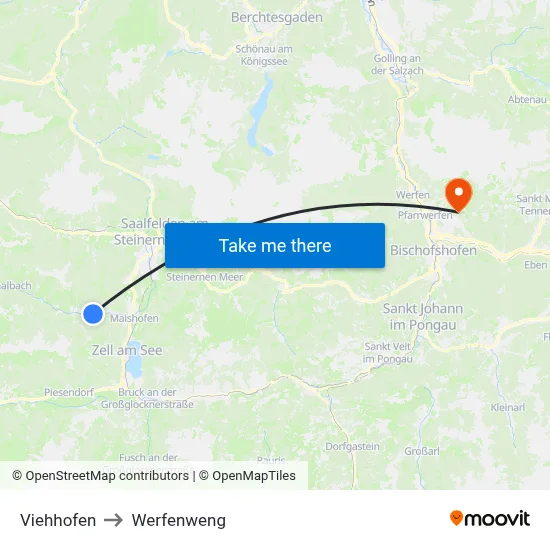 Viehhofen to Werfenweng map