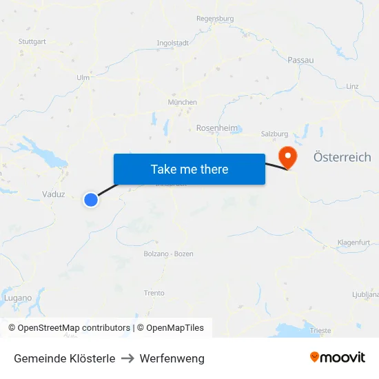Gemeinde Klösterle to Werfenweng map
