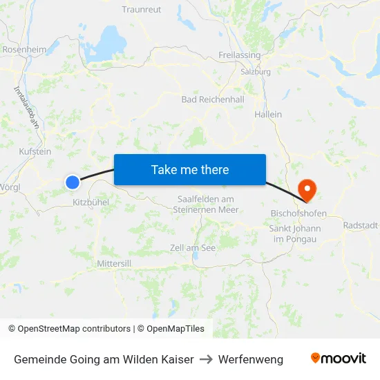 Gemeinde Going am Wilden Kaiser to Werfenweng map