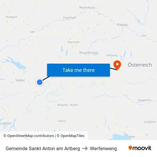 Gemeinde Sankt Anton am Arlberg to Werfenweng map
