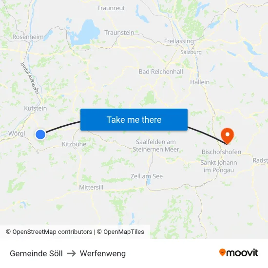 Gemeinde Söll to Werfenweng map