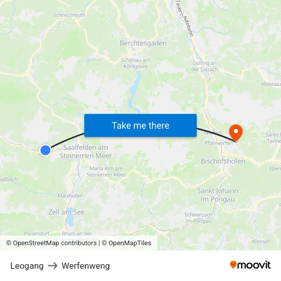 Leogang to Werfenweng map