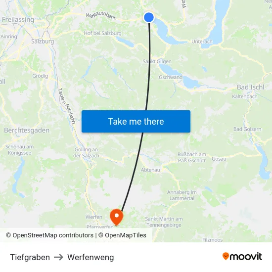 Tiefgraben to Werfenweng map