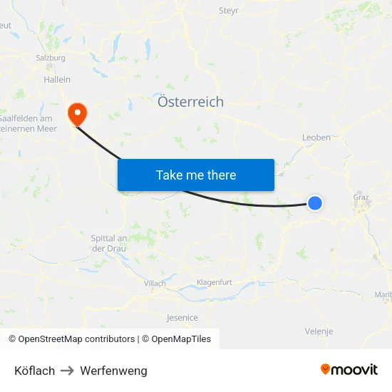 Köflach to Werfenweng map