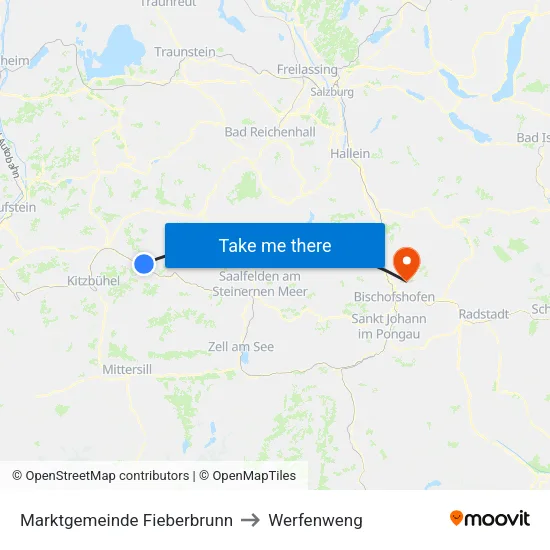 Marktgemeinde Fieberbrunn to Werfenweng map