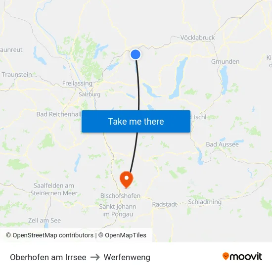 Oberhofen am Irrsee to Werfenweng map