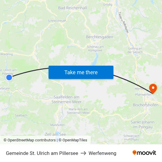 Gemeinde St. Ulrich am Pillersee to Werfenweng map