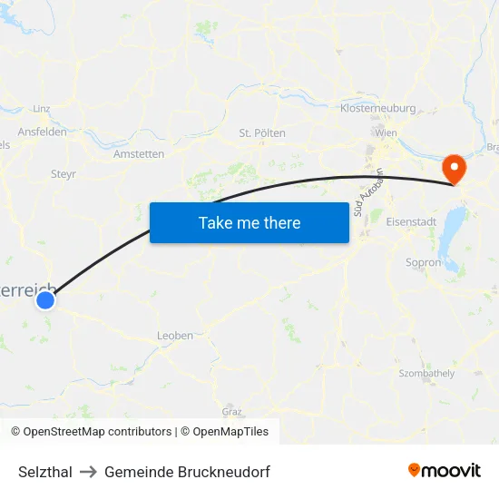 Selzthal to Gemeinde Bruckneudorf map