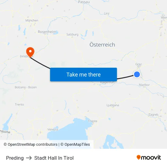 Preding to Stadt Hall In Tirol map
