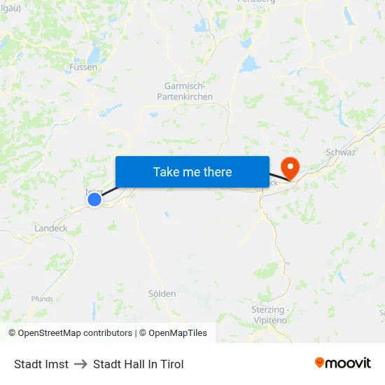 Stadt Imst to Stadt Hall In Tirol map
