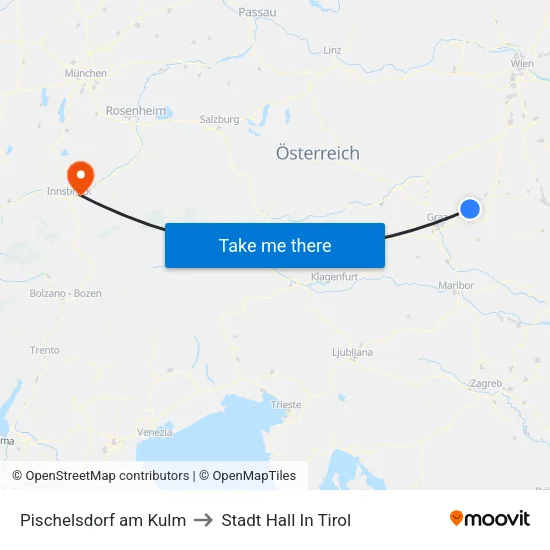 Pischelsdorf am Kulm to Stadt Hall In Tirol map