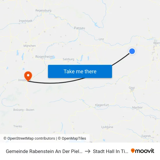 Gemeinde Rabenstein An Der Pielach to Stadt Hall In Tirol map