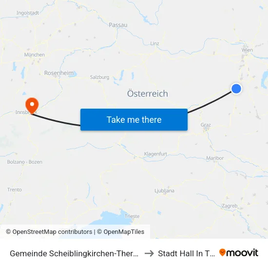 Gemeinde Scheiblingkirchen-Thernberg to Stadt Hall In Tirol map