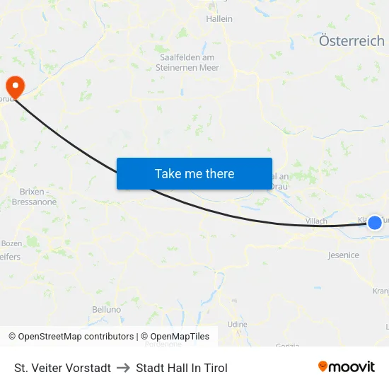St. Veiter Vorstadt to Stadt Hall In Tirol map
