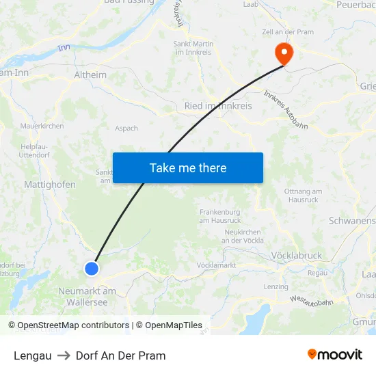 Lengau to Dorf An Der Pram map
