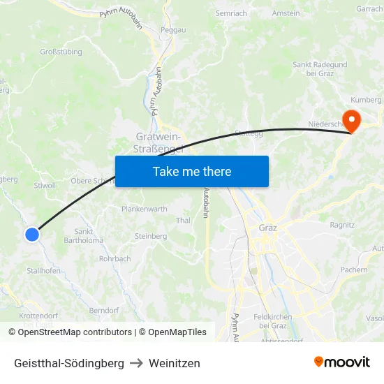 Geistthal-Södingberg to Weinitzen map