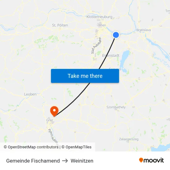 Gemeinde Fischamend to Weinitzen map