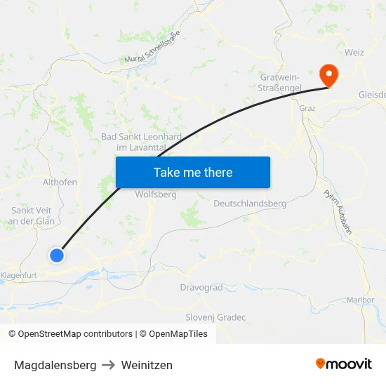 Magdalensberg to Weinitzen map