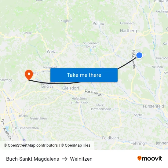 Buch-Sankt Magdalena to Weinitzen map