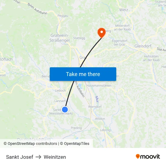Sankt Josef to Weinitzen map