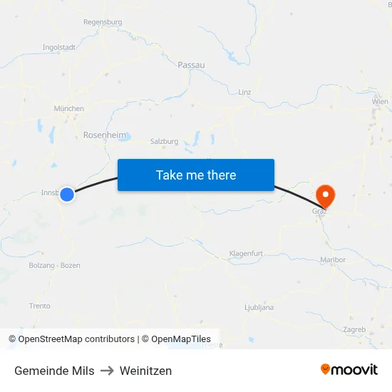 Gemeinde Mils to Weinitzen map