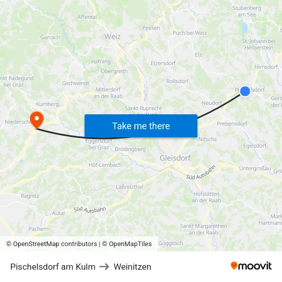 Pischelsdorf am Kulm to Weinitzen map