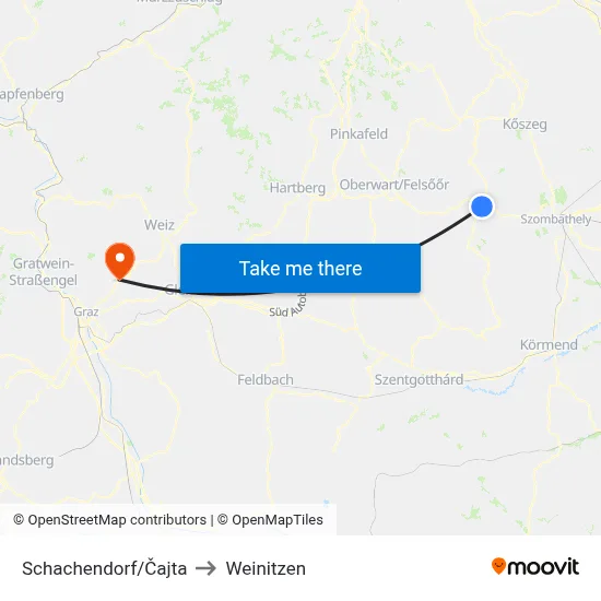 Schachendorf/Čajta to Weinitzen map